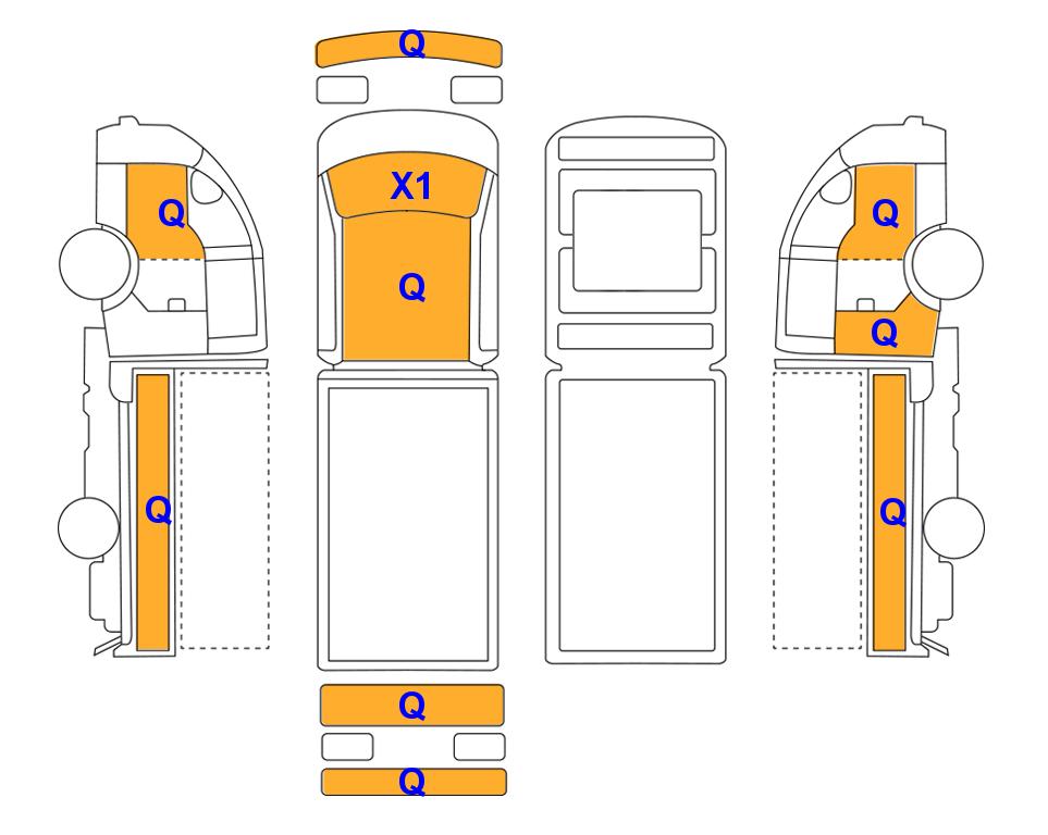 Схема состояния кузова Lotte для KIA BONGO (D) 2.5 1.2-Ton King Cab Extra Long Wheelbase 2WD GL Manual
