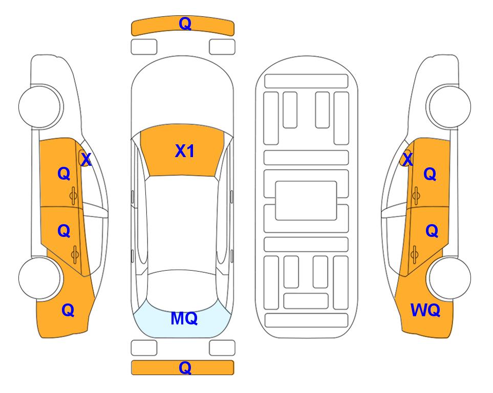 Схема состояния кузова Lotte для Mercedes-Benz BENZ NEW E450 4M EXCLUSIVE (G) 3.0