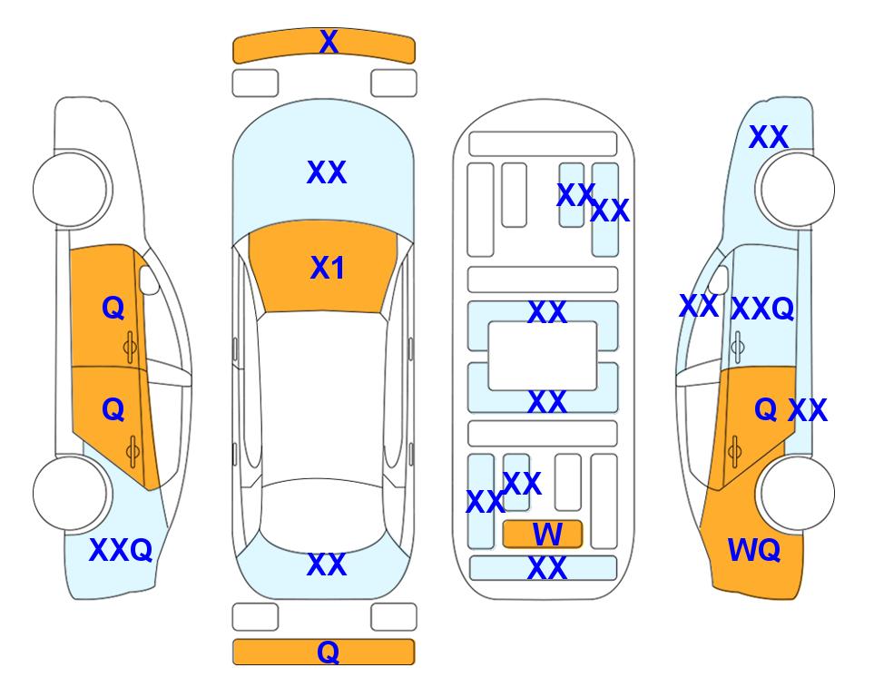 Схема состояния кузова Lotte для KIA K8 (G) 2.5 Noblesse