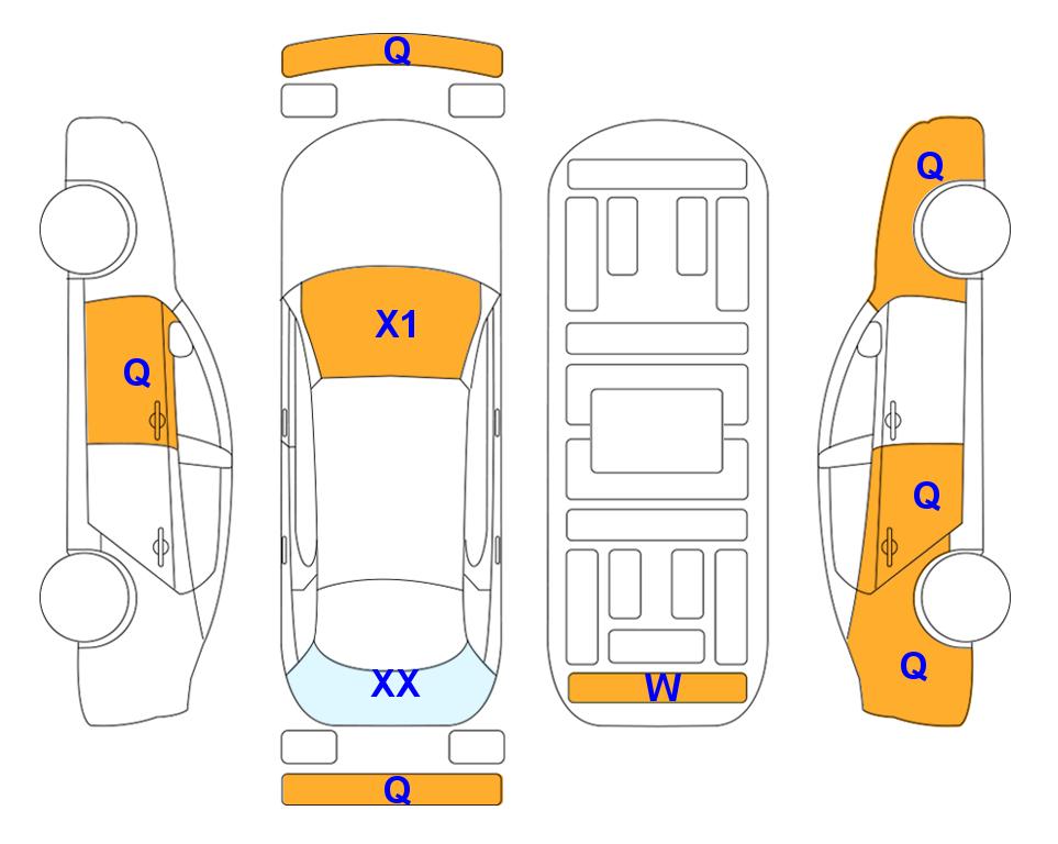 Схема состояния кузова Lotte для KIA K8 (H) 1.6 노블레스_보조사양미적용