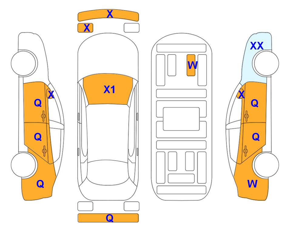 Схема состояния кузова Lotte для KIA THE NEW K9 (G) 3.8 Platinum Best SelectionⅠ