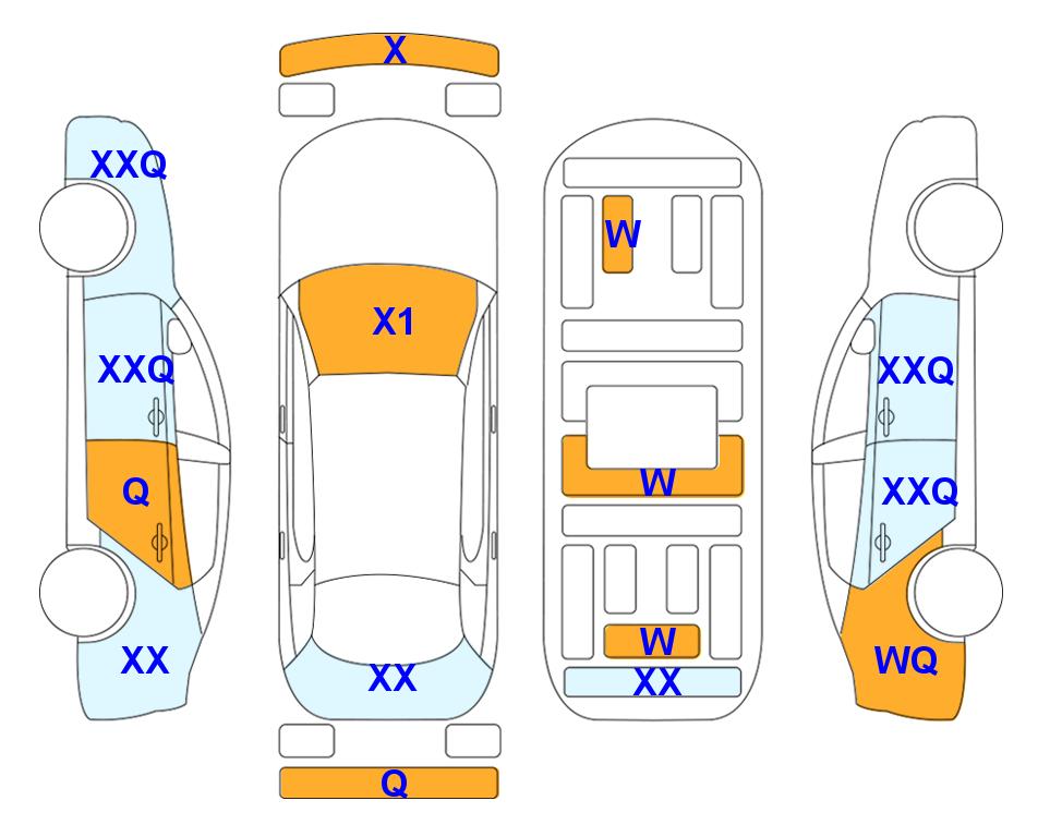 Схема состояния кузова Lotte для KIA K8 (H) 1.6 Noblesse