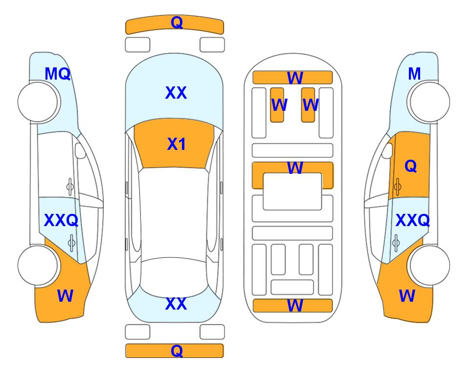 Схема состояния кузова Lotte для Chevrolet TRAILBLAZER (G) 1.35 TURBO RS
