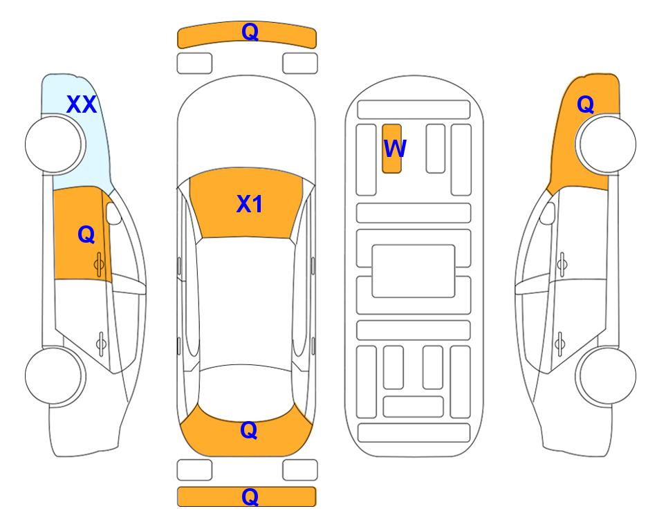 Схема состояния кузова Lotte для KGM / SsangYong 2022 TIVOLI (G) 1.5 V3 2WD