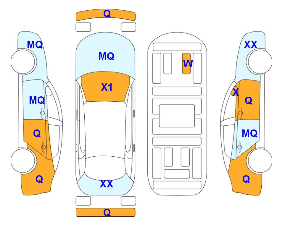 Схема состояния кузова Lotte для Tesla TESLA MODEL Y LONG RANGE (E)