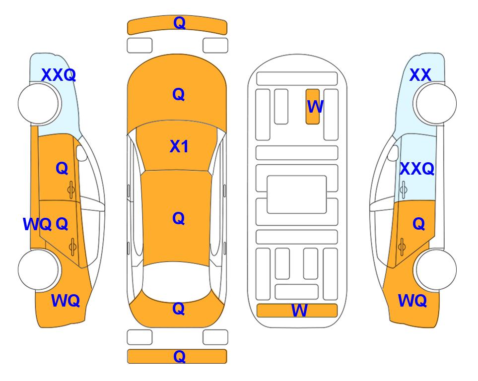 Схема состояния кузова Lotte для Hyundai ALL NEW AVANTE (G) 1.6 MODERN