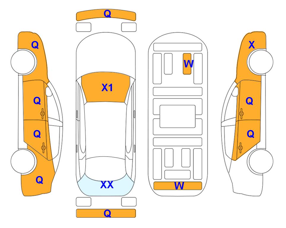 Схема состояния кузова Lotte для KGM / SsangYong 2022 TIVOLI (G) 1.5 V3 2WD