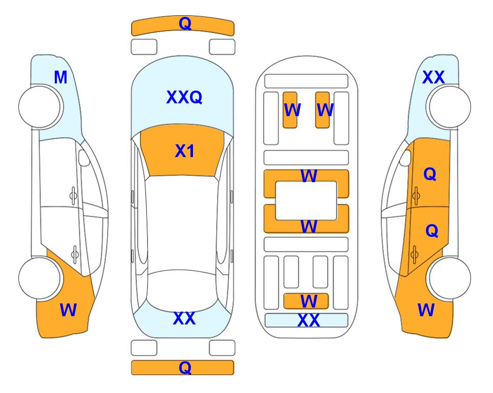 Схема состояния кузова Lotte для KGM / SsangYong VERY NEW TIVOLI (G) 1.5 V3