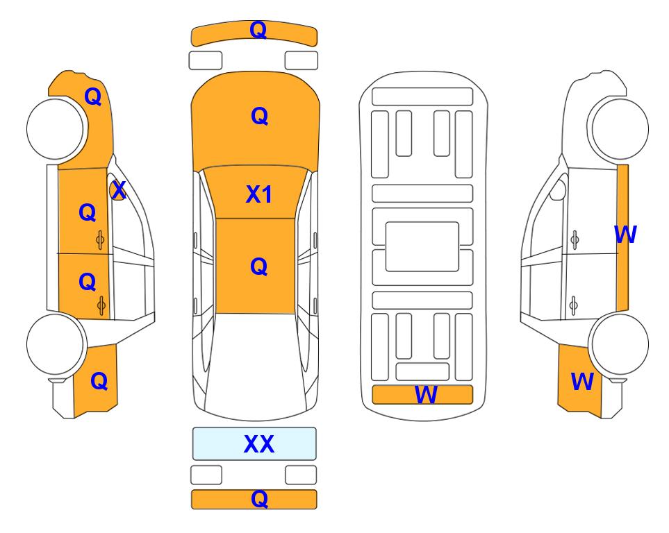 Схема состояния кузова Lotte для KGM / SsangYong REXTON SPORTS KHAN (D) 2.2 프레스티지스페셜(5링크)