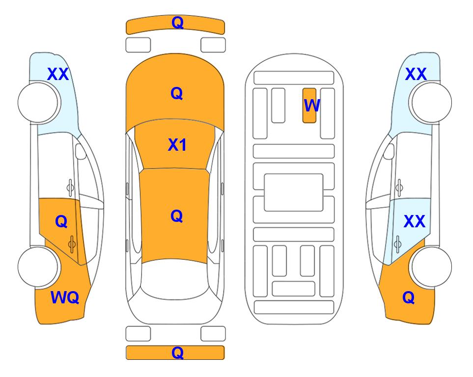 Схема состояния кузова Lotte для KGM / SsangYong VERY NEW TIVOLI (G) 1.5 특판스페셜