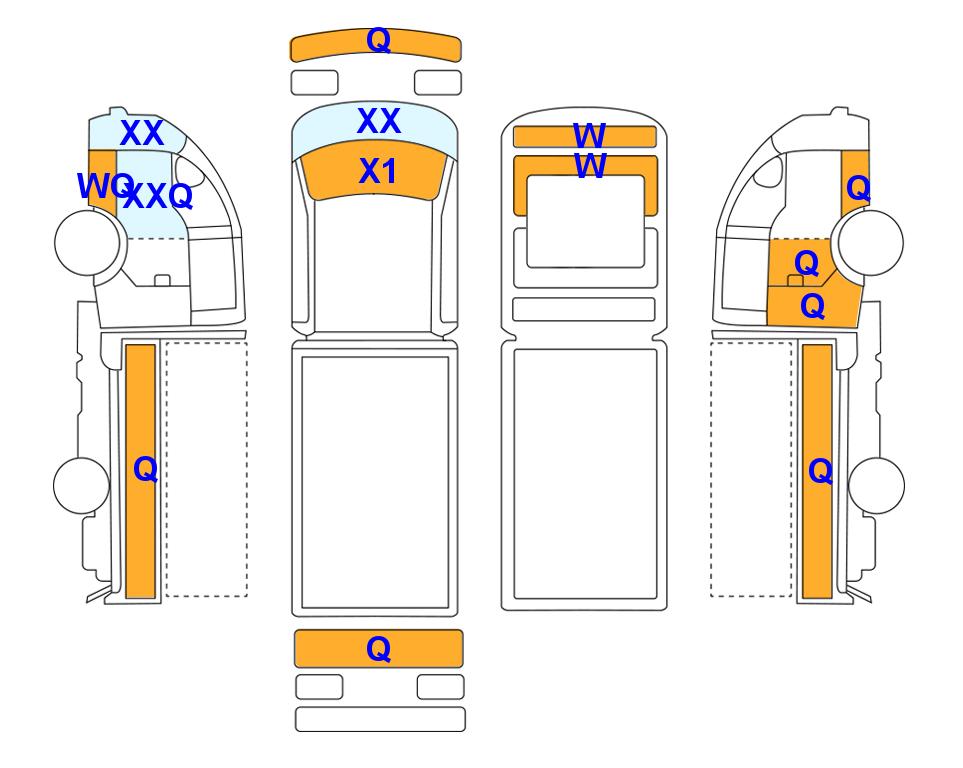 Схема состояния кузова Lotte для KIA BONGO (D) 2.5 1-Ton Double Cab Extra Long Wheelbase 2WD L