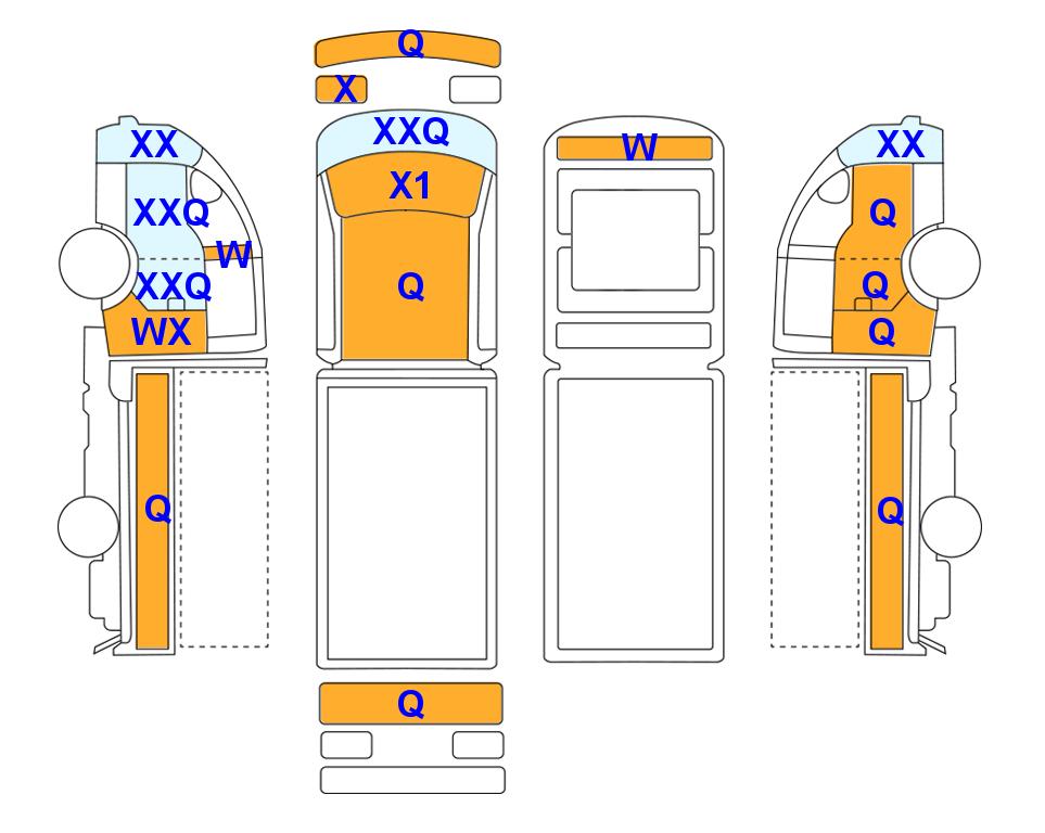 Схема состояния кузова Lotte для KIA BONGO (D) 2.5 1-Ton Double Cab Extra Long Wheelbase 2WD L