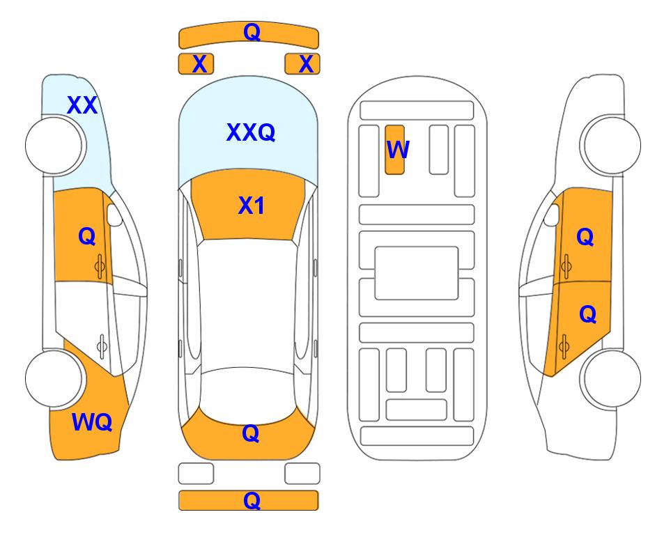 Схема состояния кузова Lotte для KIA CARNIVAL KA4 (D) 2.2 Noblesse 9-Seater