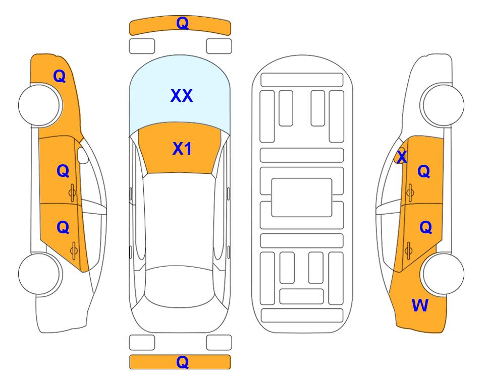 Схема состояния кузова Lotte для Hyundai THE NEW GRANDEUR (G) 2.5 Le Blanc