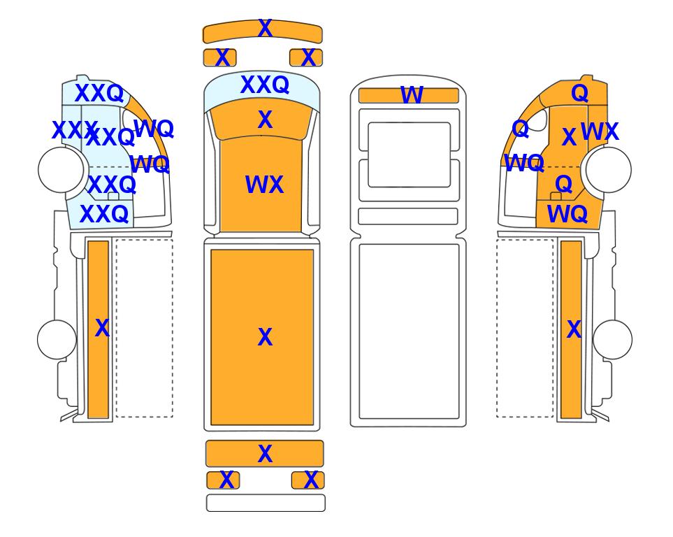 Схема состояния кузова Lotte для KIA BONGO (D) 2.5 1-Ton Double Cab Long Wheelbase 4WD GLLight Manual