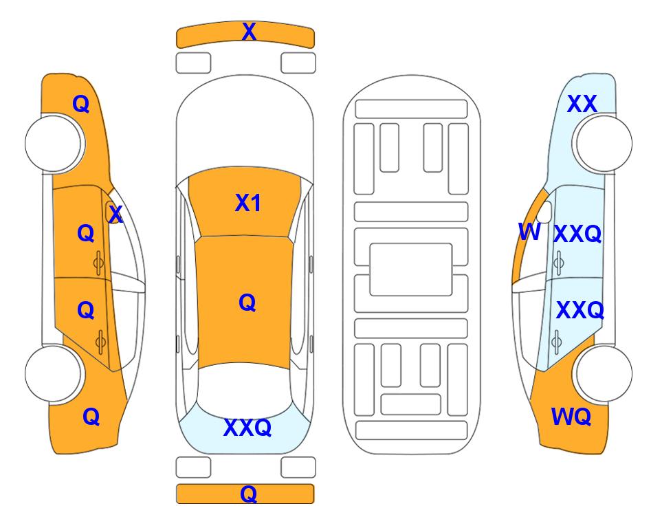 Схема состояния кузова Lotte для KIA K8 (H) 1.6 시그니처_보조사양미적용