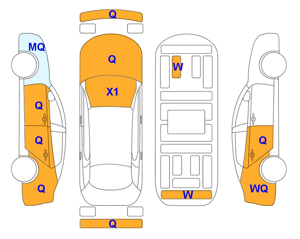 Схема состояния кузова Lotte для Hyundai THE NEW KONA (H) 1.6 2WD Modern