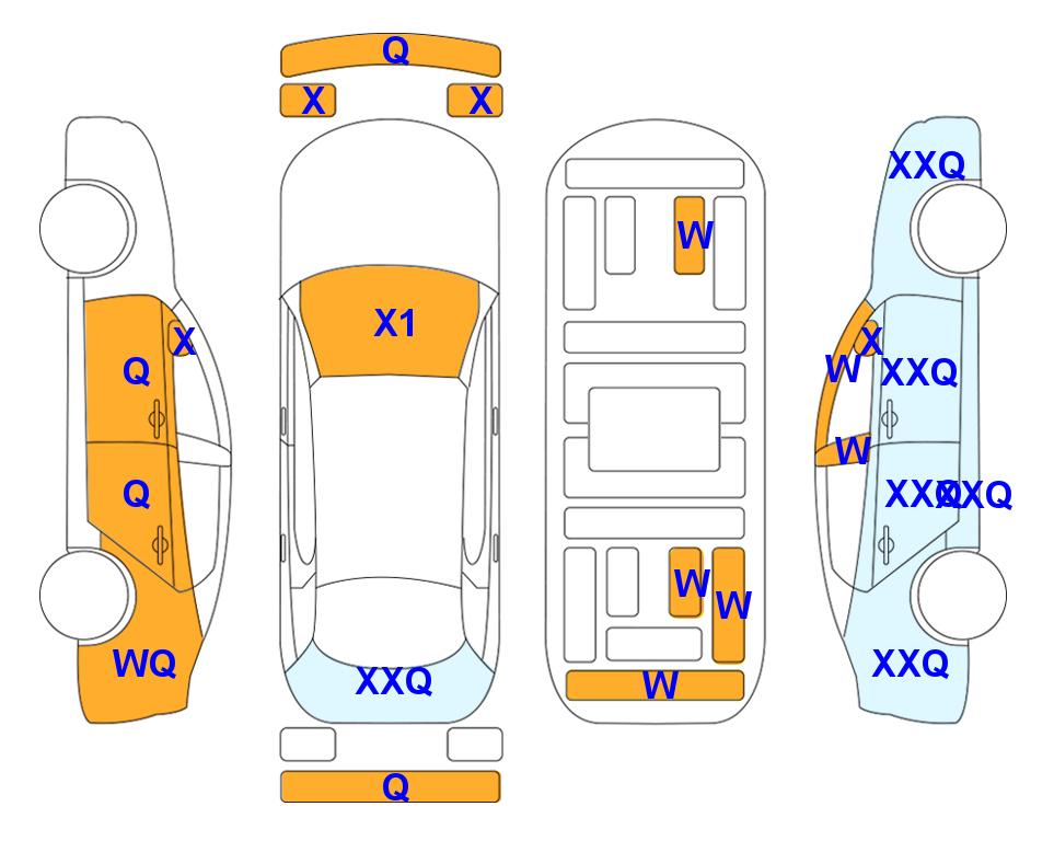 Схема состояния кузова Lotte для KIA CARNIVAL KA4 (D) 2.2 Prestige 9-Seater