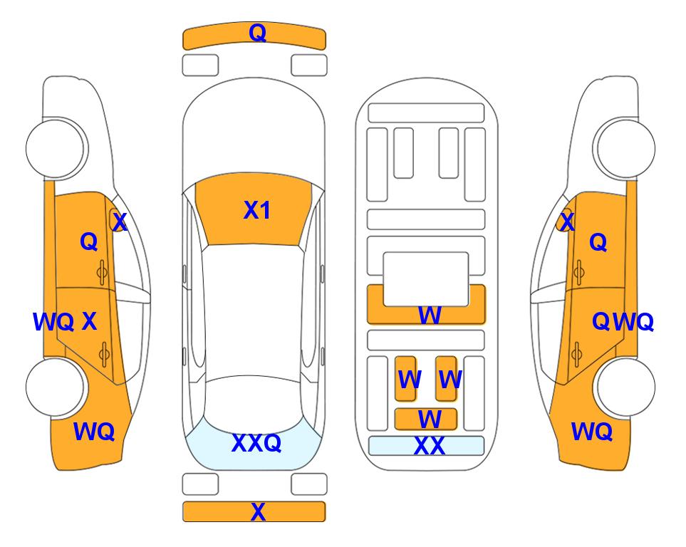 Схема состояния кузова Lotte для KIA THE NEW CARNIVAL (D) 2.2 Prestige 9-Seater