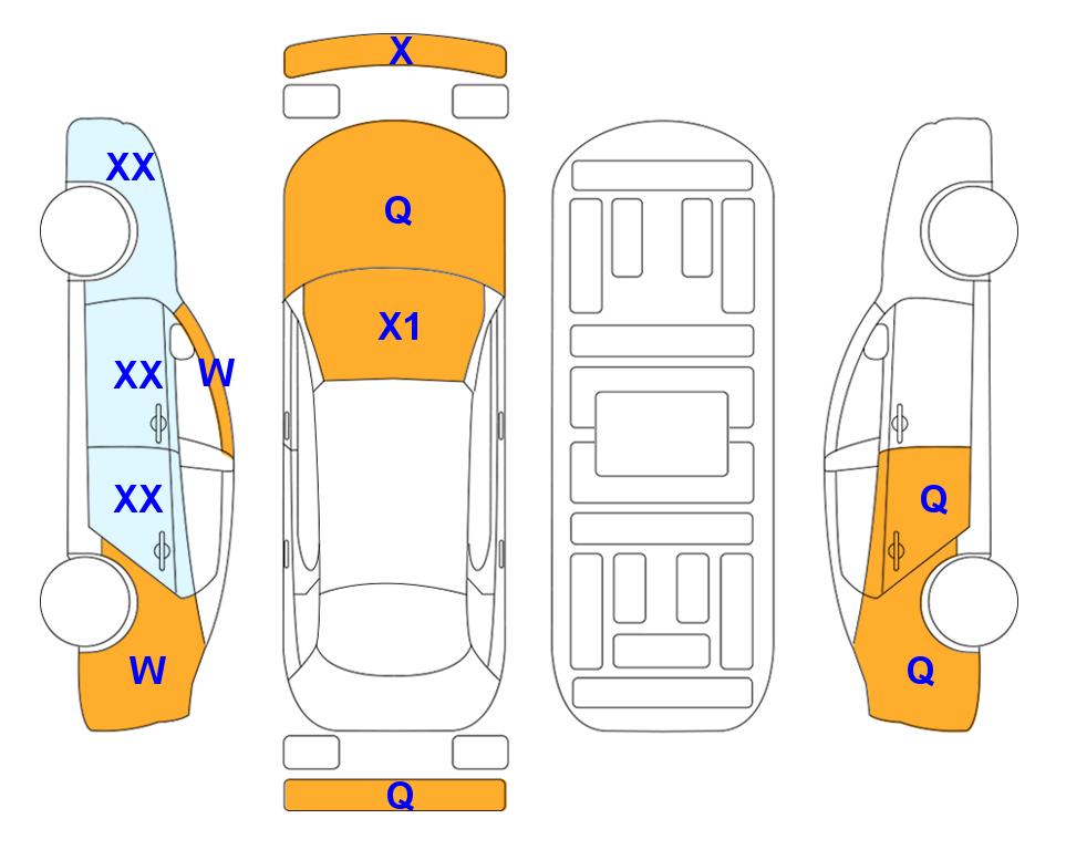 Схема состояния кузова Lotte для Hyundai THE NEW GRANDEUR (G) 2.5 Le Blanc