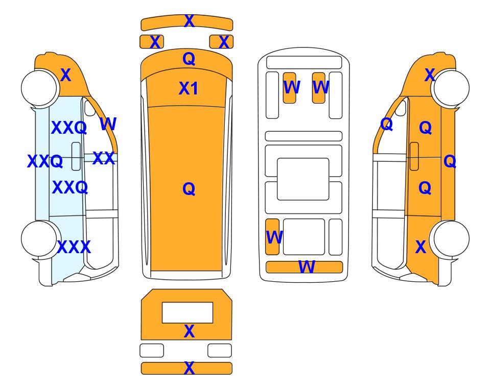 Схема состояния кузова Lotte для Hyundai THE NEW GRAND STAREX(D)2.5 Wagon Smart 12-Seater