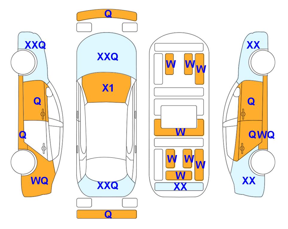 Схема состояния кузова Lotte для KIA K3 SMARTSTREAM (G) 1.6 Luxury