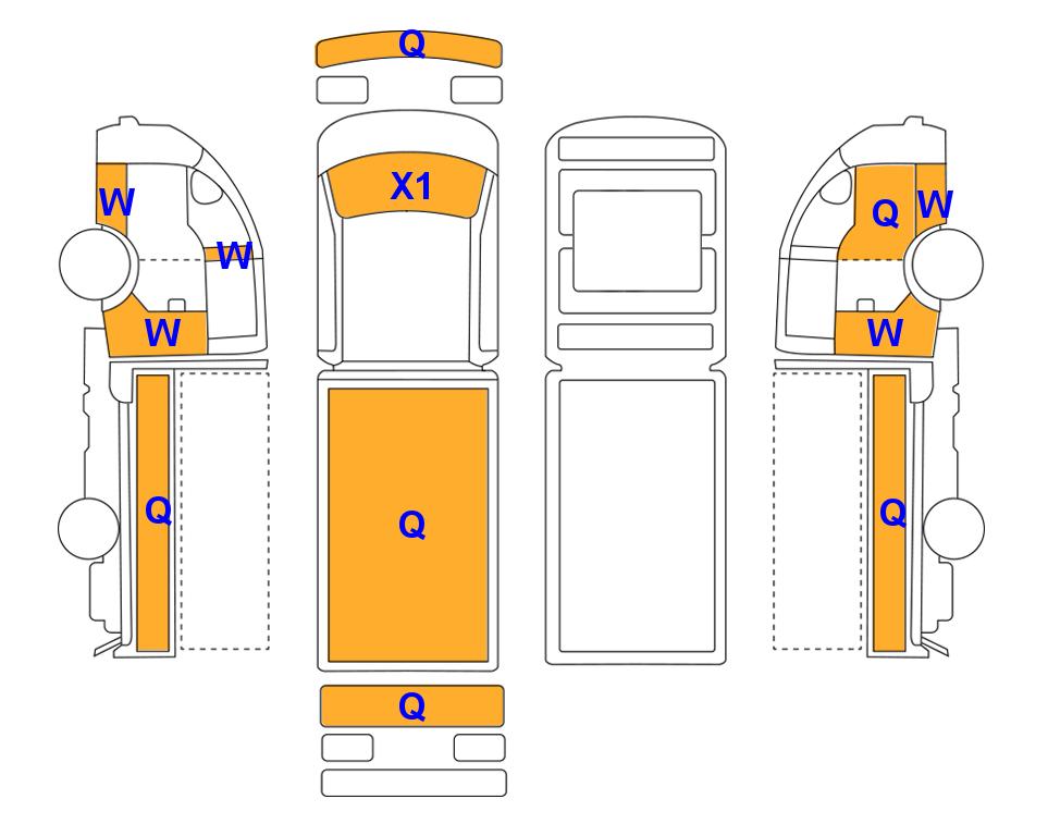 Схема состояния кузова Lotte для Hyundai PORTER (L)2.5T 1.0-Ton Long Wheelbase Double Cab Style 4WD MT Manual