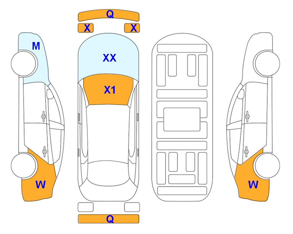 Схема состояния кузова Lotte для KIA K9 (G)3.3T Platinum Best Selection1 4WD AT