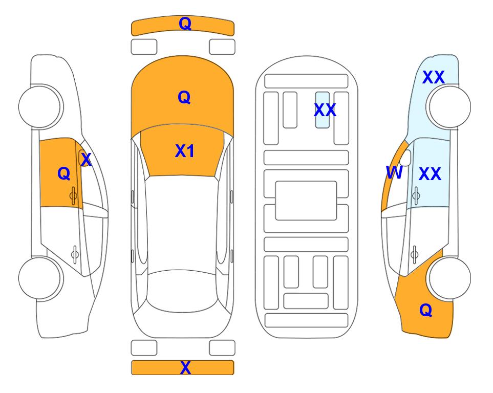 Схема состояния кузова Lotte для Hyundai PALISADE (D)2.2 Exclusive 7-Seater 2WD AT