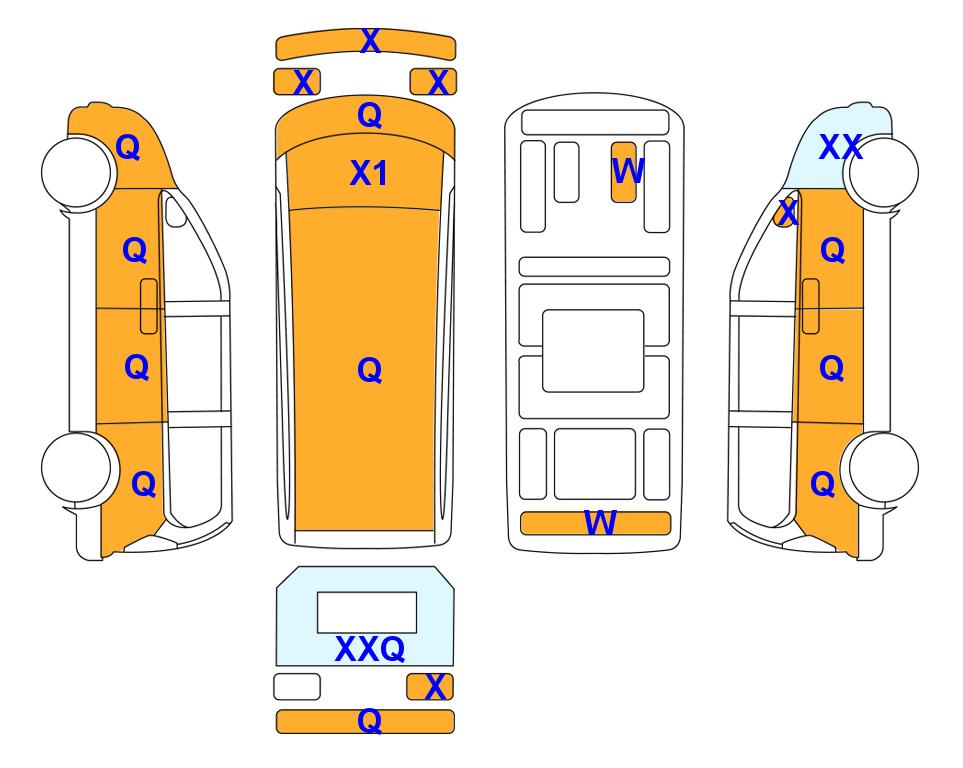 Схема состояния кузова Lotte для Hyundai STARIA (D) 2.2 Cargo 3-Seater Modern