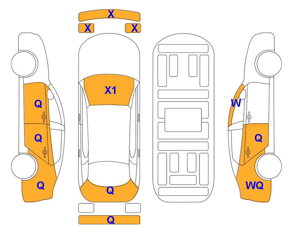 Схема состояния кузова Lotte для KIA THE NEW K9 (G) 3.3 T Platinum Best SelectionⅠ