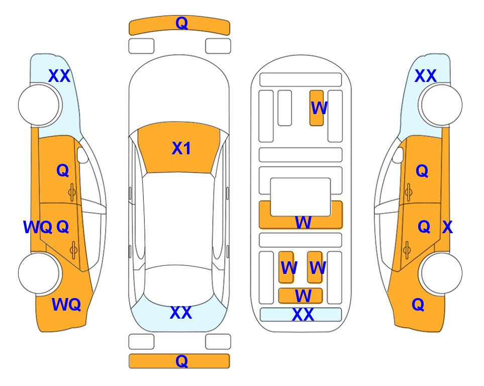 Схема состояния кузова Lotte для KIA THE NEW K3 (G) 1.6 Prestige