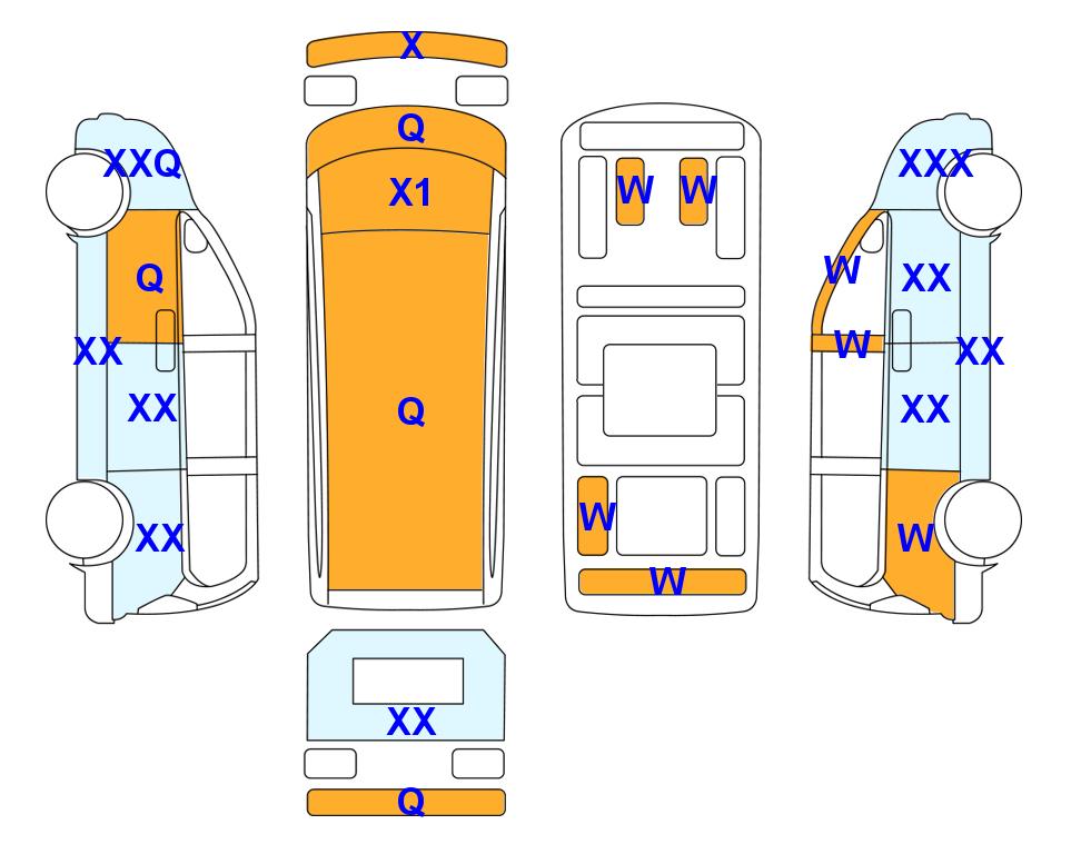Схема состояния кузова Lotte для Hyundai THE NEW GRAND STAREX(D)2.5 Wagon Smart 12-Seater