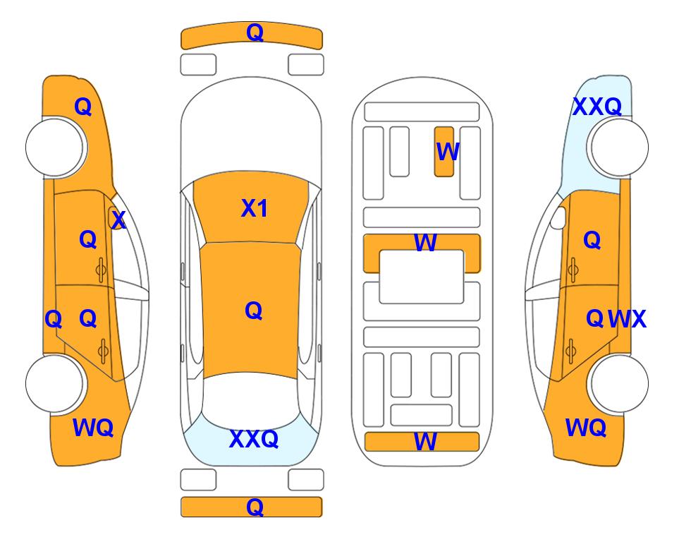 Схема состояния кузова Lotte для KIA THE NEW K3 (G) 1.6 Trendy