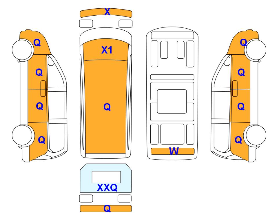 Схема состояния кузова Lotte для Hyundai THE NEW GRAND STAREX(D)2.5 Van Style 5-Seater