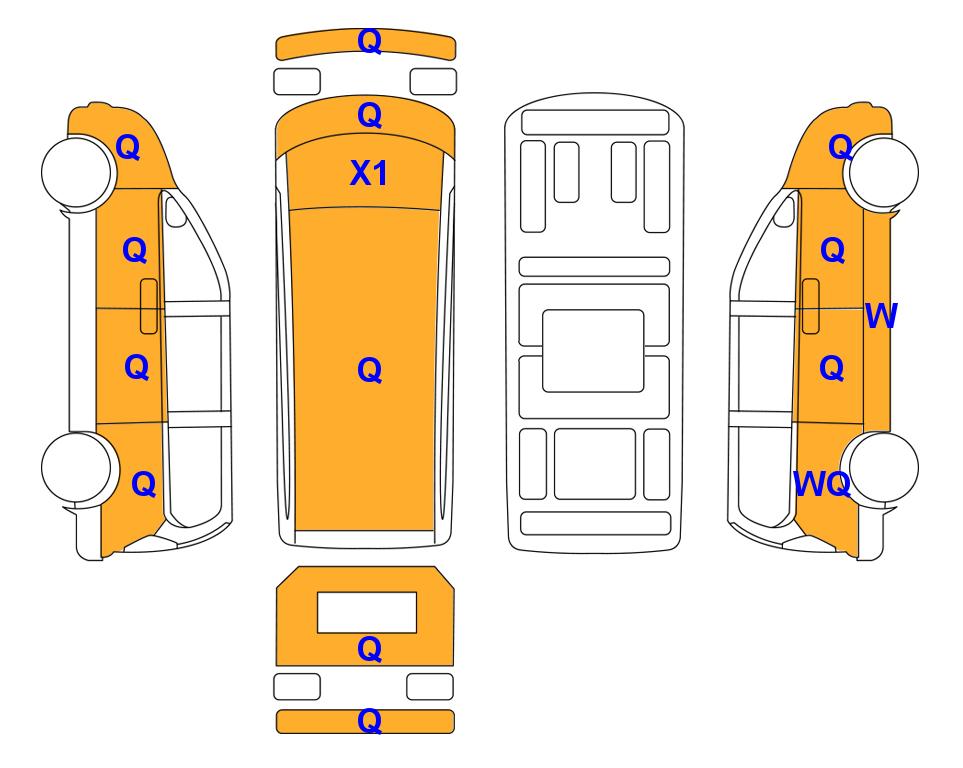 Схема состояния кузова Lotte для Hyundai THE NEW GRAND STAREX(D)2.5 Urban Premium 9-Seater