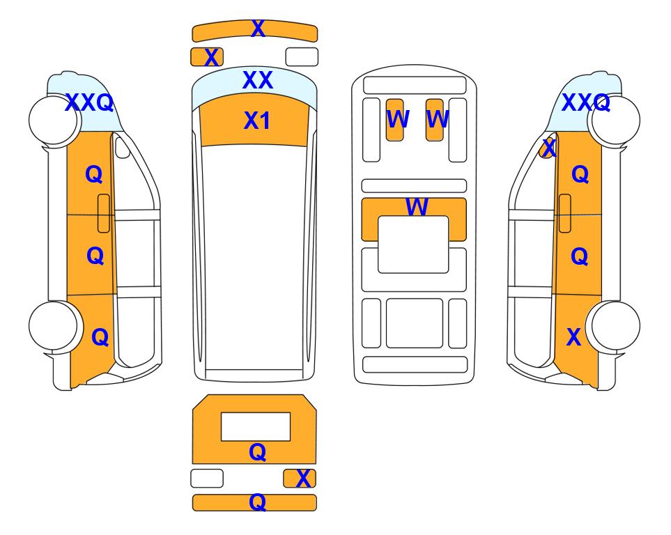 Схема состояния кузова Lotte для Hyundai STARIA (D) 2.2 Cargo 3-Seater Modern
