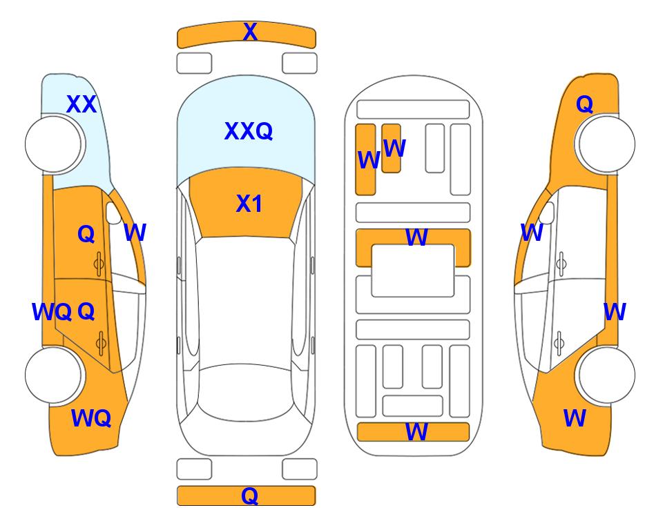 Схема состояния кузова Lotte для KIA THE NEW K3 (G) 1.6 Prestige