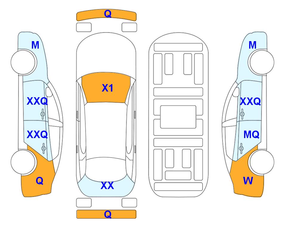 Схема состояния кузова Lotte для Tesla TESLA MODEL Y RWD (E) 5-Seater 2WD AT