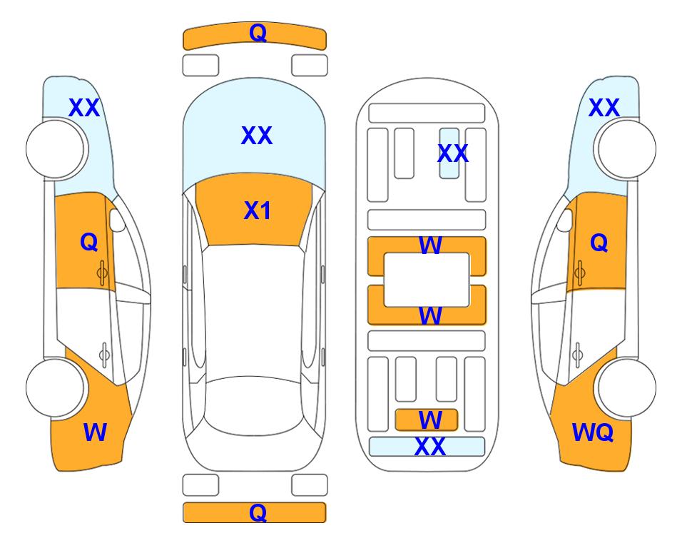 Схема состояния кузова Lotte для KGM / SsangYong VERY NEW TIVOLI (G) 1.5 V3