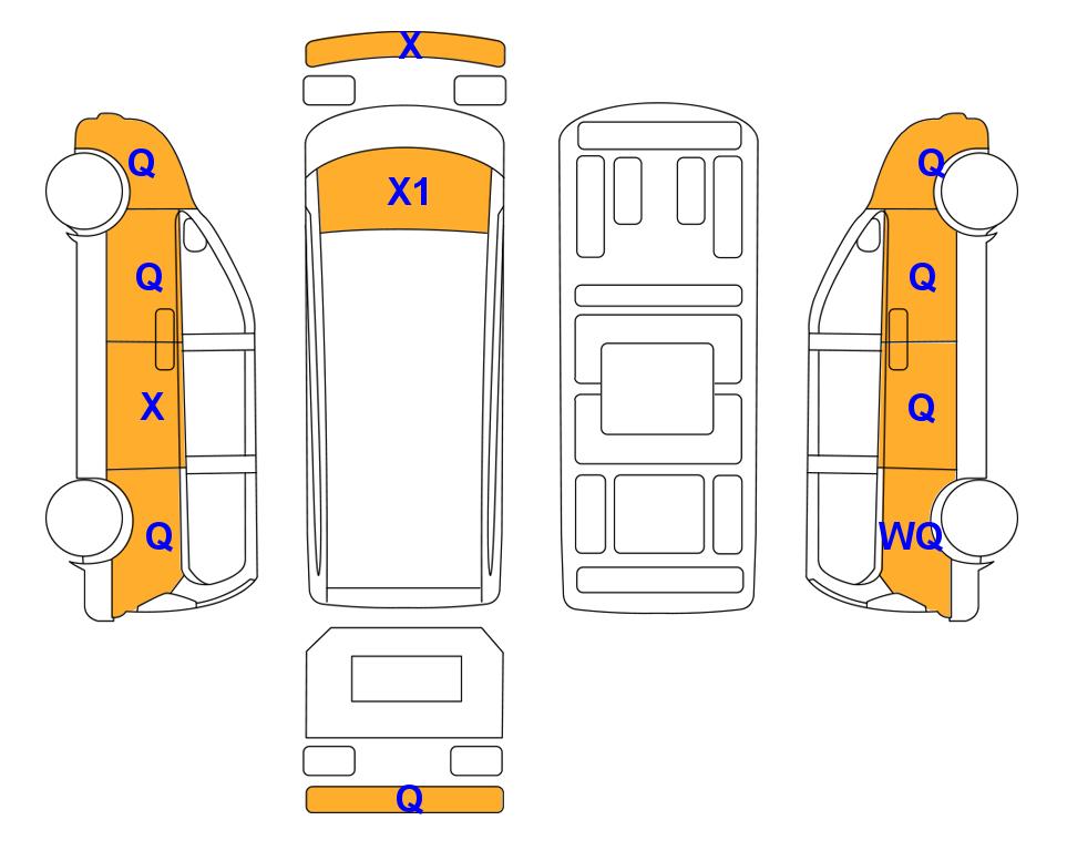 Схема состояния кузова Lotte для Hyundai STARIA (D) 2.2 Cargo 3-Seater Smart