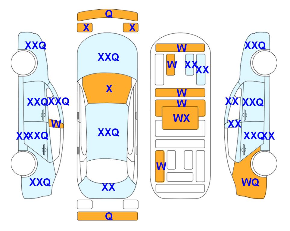 Схема состояния кузова Lotte для Chevrolet THE NEXT SPARK (G) 1.0 Passenger Van