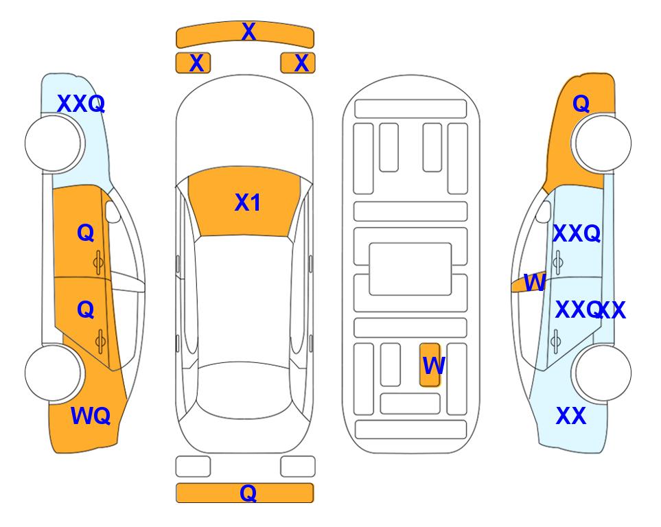 Схема состояния кузова Lotte для KIA INTERACTIVE K5 (G) 1.6 Turbo Trendy