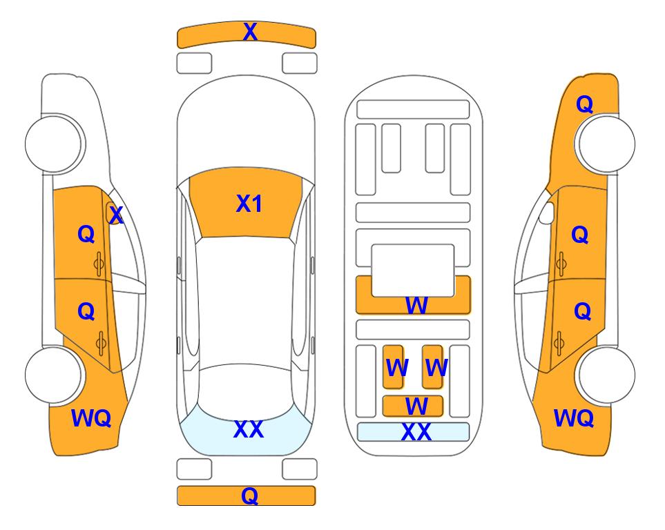 Схема состояния кузова Lotte для KIA K8 (H) 1.6 Noblesse