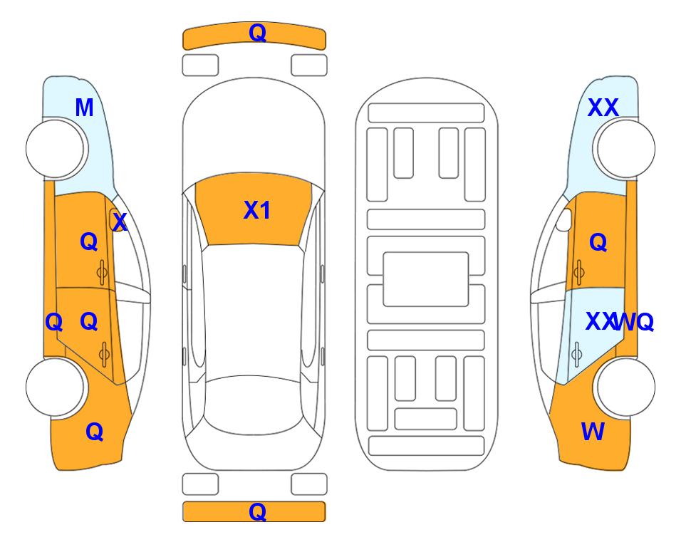 Схема состояния кузова Lotte для KIA THE NEW CARNIVAL (D) 2.2 Luxury 9-Seater