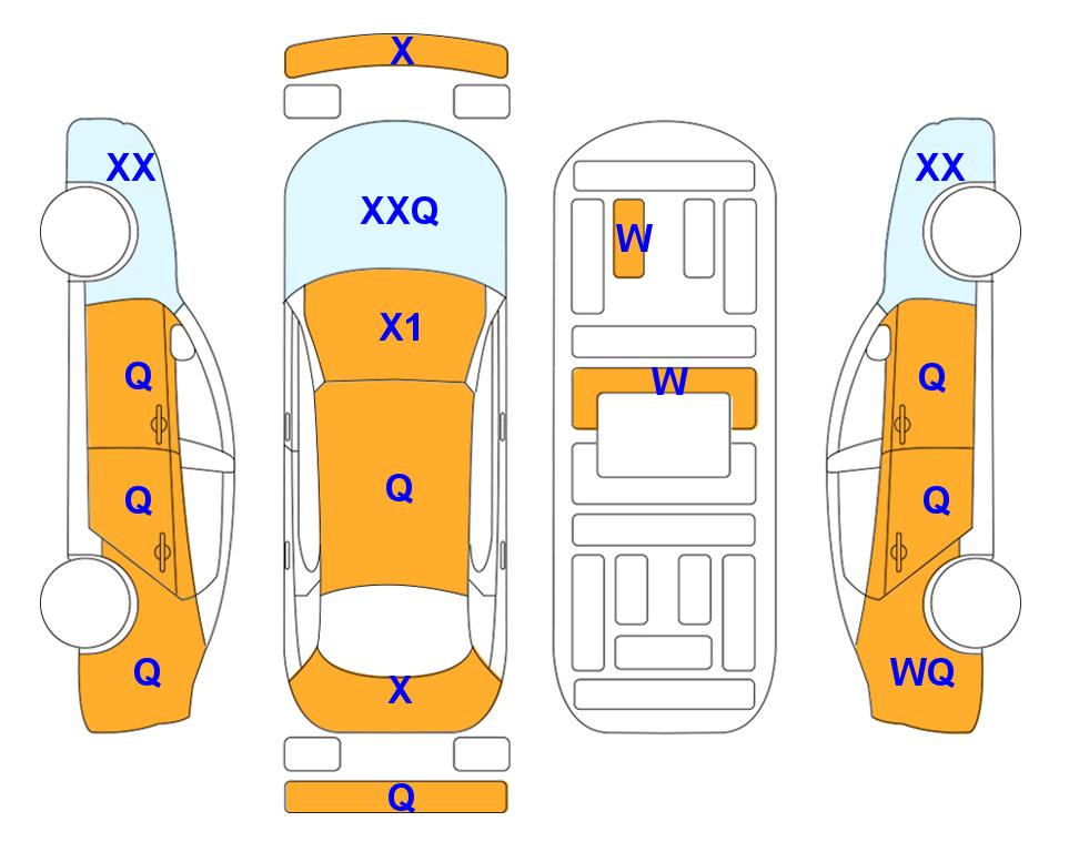 Схема состояния кузова Lotte для KIA THE NEW CARNIVAL (D) 2.2 Prestige 9-Seater