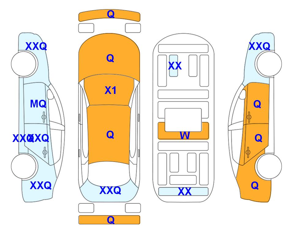 Схема состояния кузова Lotte для KIA THE NEW CARNIVAL (D) 2.2 Luxury 9-Seater