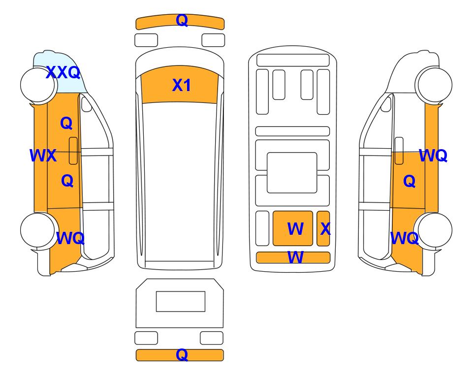 Схема состояния кузова Lotte для Hyundai STARIA (D) 2.2 Cargo 5-Seater Smart