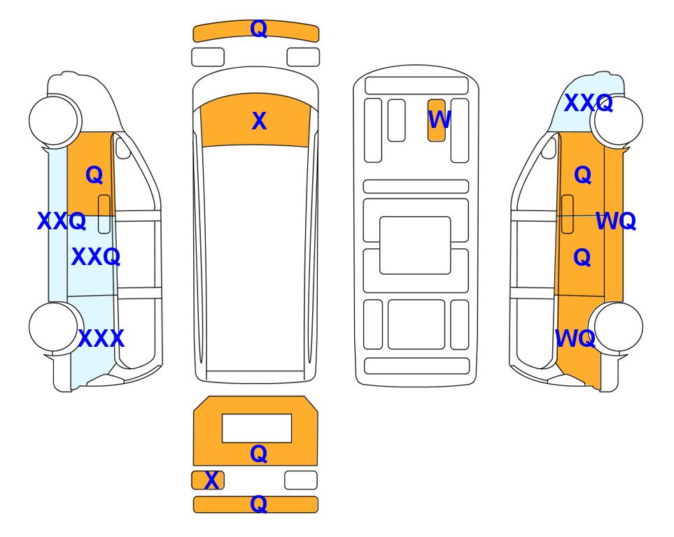 Схема состояния кузова Lotte для Hyundai THE NEW GRAND STAREX(D)2.5 Wagon Smart 12-Seater