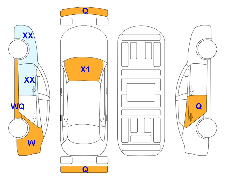 Схема состояния кузова Lotte для KIA THE NEW RAY (G) 1.0 Prestige